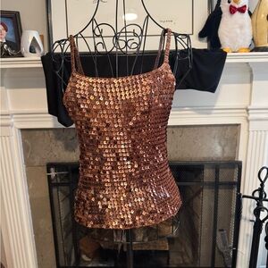 Sequin Embellished Copper Tank Top